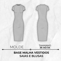 Molde base malha para vestidos, saias e blusas justas tamanho 36 ao 54 by Wania Machado