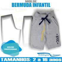 Molde Bermuda Infantil, Modelagem&Diversos, Tamanhos 2 A 16 anos