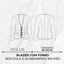 Molde blazer com forro, sem gola e acabamento em viés tamanho 36 ao 54 by Wania Machado - EDITORA CLUBE DA COSTUREIRA (TOLEDO - PR)