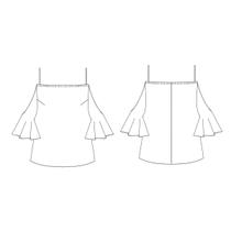 Molde blusa babados mangas e ombro vazado tamanho PP ao EXG By Maísa Rasche