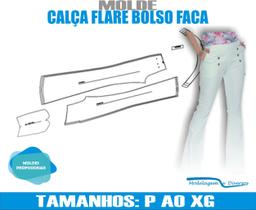 Molde Calça Flare Bolso Faca inverno, Modelagem&Diversos, Tamanhos P ao G