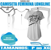 Molde Camiseta Feminina LongLine, Modelagem&Diversos, Tamanhos P Ao Xg