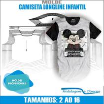 Molde Camiseta Longline Infantil, Modelagem&Diversos, Tamanhos 2 Ao 16