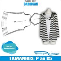 Molde Cardigan, Modelagem&Diversos, Tamanhos P Ao G5