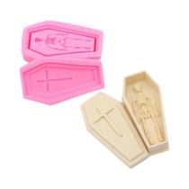 Molde De Bolo 3D De Halloween Em Formato De Caixão Com Ossos De Fantasma, 2 Peças, Para Decoração De Molde De Bolo 3D De Halloween Em Formato De Caixão Com Ossos De Fantasma, 2 Peças, Para Decoração De