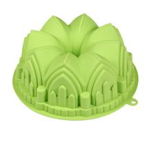 Molde de bolo de coroa de silicone - design de castelo grande, verde