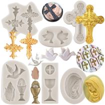 Molde de bolo MINFEIDMS Cross Silicone Baptism Chalice Dove