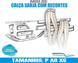Molde De Calça Sarja Recortes, Modelagem&Diversos, Tamanhos P Ao Xg