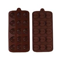 Molde de chocolate de silicone Heart de 15 cavidades antiaderente, 2 peças