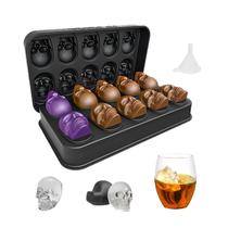 Molde de cubo de gelo, crânio de silicone de qualidade alimentar de 10 furos com funil