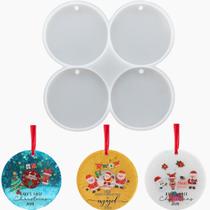 Molde de enfeites de Natal de silicone FYJS de 4 cavidades 7,5 cm Molde de enfeites de Natal de silicone FYJS de 4 cavidades 7,5 cm