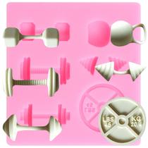Molde de fondant de silicone para halteres de fitness xmoldnms 8,5 x 8,5 cm