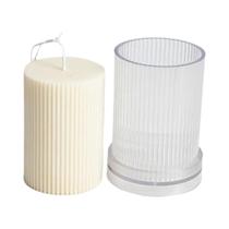 Molde De Plástico Durável Para Velas Cilíndricas 3D Com Topo Plano E Listras DIY, Fácil De