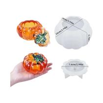 Molde De Resina De Abóbora De Halloween, Pote De Armazenamento De Silicone Com Tampa De Fita