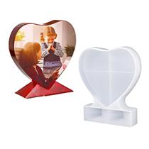 Molde de Resina em Formato de Coração para Exposição, Molde de Silicone em Formato de Coração com Foto Personalizada DIY para Decoração do Lar