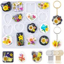 Molde de resina para chaveiro LET'S RESIN com 16 cavidades de silicone