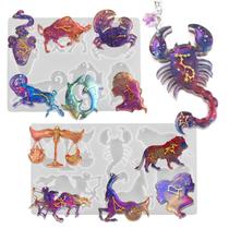 Molde de resina Zodiac Constellation Animals Chaveiro de silicone Molde de resina Zodiac Constellation Animals Chaveiro de silicone