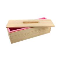 Molde De Sabão De Silicone Flexível Design Retangular Com Caixa De Madeira Para Fabricação De Molde De Sabão De Silicone Flexível Design Retangular Com Caixa De Madeira Para Fabricação De