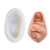 Molde de sabão Wokex 3D Sleeping Baby Silicone para bolo de fondant