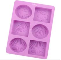 Molde de Sabonete Artesanal Formato Quadrado e Redondo Forma Vela 6 Cav Folhas