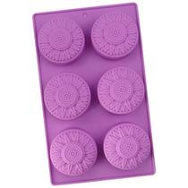 Molde de Sabonete Artesanal Formato Redondo Sabão Forma Vela 6 Cav Girassol