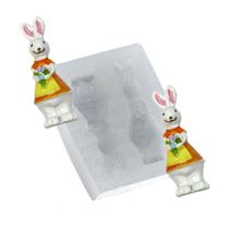 Molde De Silicone 030 - Dupla De Coelhos C/ Flores - Páscoa Molde De Silicone 030 - Dupla De Coelhos C/ Flores - Páscoa