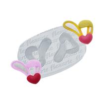 Molde de Silicone - 100 Dupla Orelhas Coelho Coração 2,7cm