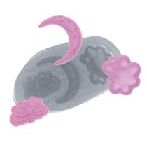 Molde De Silicone 147 - Nuvens + Lua - Bebê - Flexarte