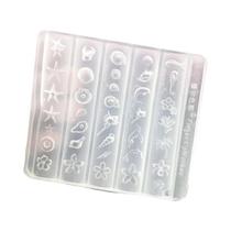 Molde De Silicone 3D Coração Estrela Pentagrama Transparente Para Decoração De Unhas DIY E Manicure