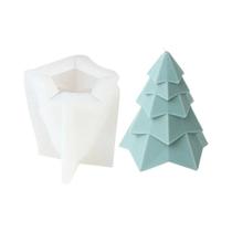 Molde De Silicone 3D Geométrico De Árvore De Natal Para Fabricação De Velas DIY, Sabonetes