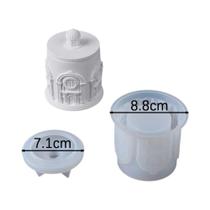 Molde De Silicone 3D Para Concreto: Jarra De Armazenamento Com Tampa, Suporte Para Velas DIY, Vaso Molde De Silicone 3D Para Concreto: Jarra De Armazenamento Com Tampa, Suporte Para Velas DIY, Vaso