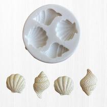 Molde de Silicone 4 Conchas Fundo do Mar
