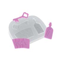 Molde De Silicone 449 - Garrafa + Baralho + Chave - Bebê Molde De Silicone 449 - Garrafa + Baralho + Chave - Bebê