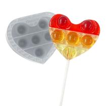Molde De Silicone 688 - Pirulito Fidget 6,5cm Coração