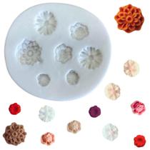 Molde de Silicone 7 Mini Flores Jardim Molde de Silicone 7 Mini Flores Jardim