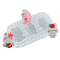 Molde De Silicone 921 - 3 Coelhinhas De Páscoa - Lua/morango