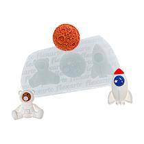 Molde De Silicone 950 - Espacial Lua + Foguete + Ursinho Molde De Silicone 950 - Espacial Lua + Foguete + Ursinho