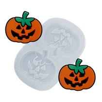 Molde de silicone 972 - Dupla de Abóboras Chatas de Halloween 3,5cm