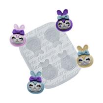 Molde de Silicone - 995 4 Cabeças de Coelho c/ Laço 2cm