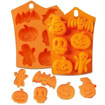 Molde De Silicone Antiaderente De Halloween Com Formas De Abóbora, Caveira, Morcego E Fantasma Para Molde De Silicone Antiaderente De Halloween Com Formas De Abóbora, Caveira, Morcego E Fantasma Para