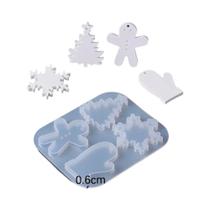 Molde De Silicone Artesanal Para Pingente De Floco De Neve De Árvore De Natal Em Resina DIY