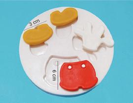 MOLDE DE SILICONE BISCUIT E CONFETARIA - KIT MICKEY MOUSE - Acessórios Calça luvas sapato