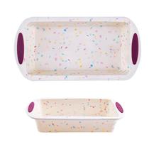 Molde de silicone bolo diy cor grão silicone qifeng molde de bolo retangular 1pc