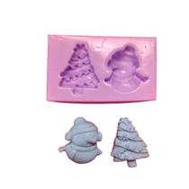 Molde de silicone boneco e árvore de natal confeitaria biscuit f906