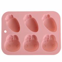 Molde de silicone Carrot & Bunny de 6 cavidades para chocolate e chá DIY