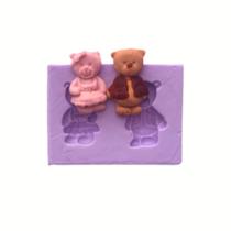 Molde de silicone casal de ursinhos f610 Molde de silicone casal de ursinhos f610