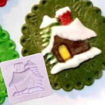 Molde de silicone casinha de natal confeitaria biscuit f880
