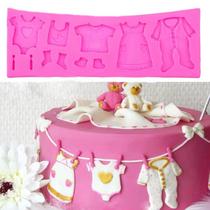 Molde De Silicone Chá de Bebe Roupas no Varal