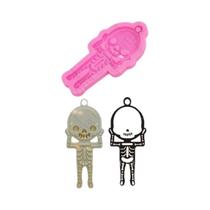 Molde De Silicone Chave Caveira Para Fondant, Chocolate, Argila, Resina E Artesanato Com Furo Para Molde De Silicone Chave Caveira Para Fondant, Chocolate, Argila, Resina E Artesanato Com Furo Para