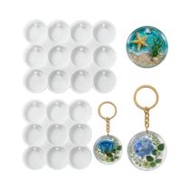 Molde De Silicone Circular Plano De 3.3cm E 4.6cm Com Furos Para Chaveiros De Resina DIY Molde De Silicone Circular Plano De 3.3cm E 4.6cm Com Furos Para Chaveiros De Resina DIY